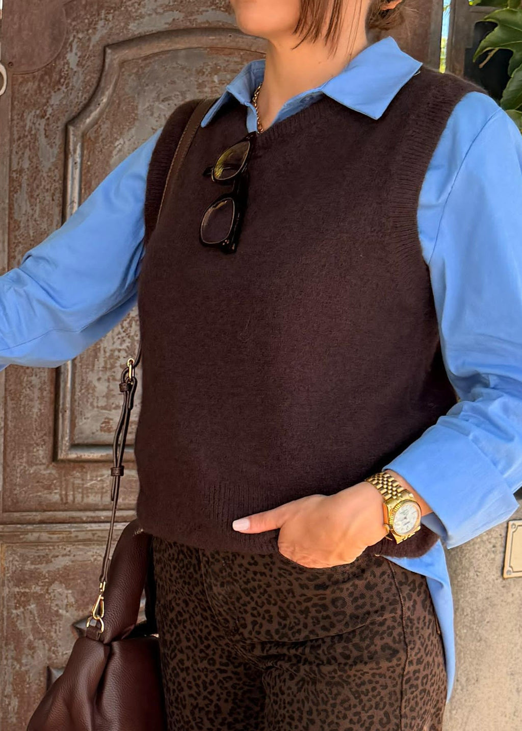 PULL SANS MANCHES MARGOT - CHOCOLAT