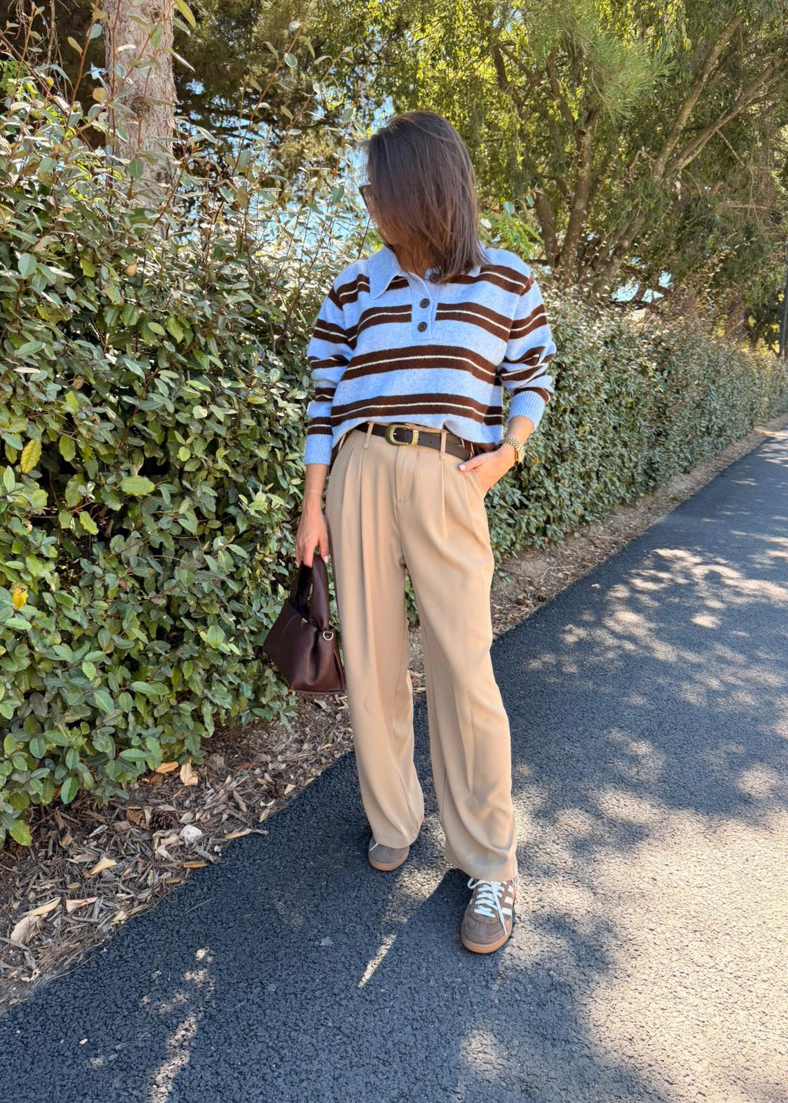 PULL LEONIE - BLEU ET MARRON