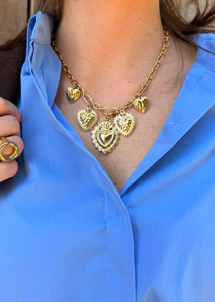COLLIER COEURS - DORÉ