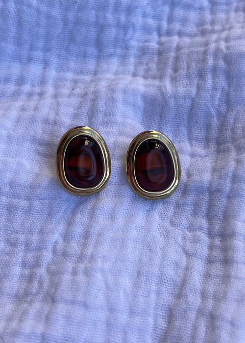 BOUCLES D'OREILLES - MARRON ET DORÉ