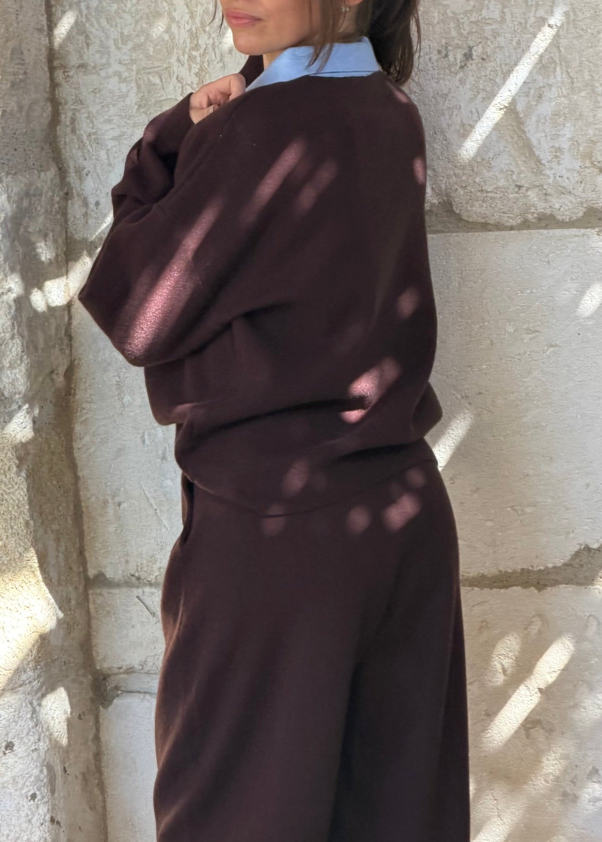 ENSEMBLE GABRIELLE - MARRON & BLEU CIEL