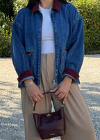 VESTE EN JEANS - BLEU & BORDEAUX