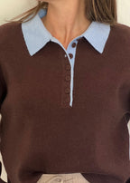 ENSEMBLE GABRIELLE - MARRON & BLEU CIEL