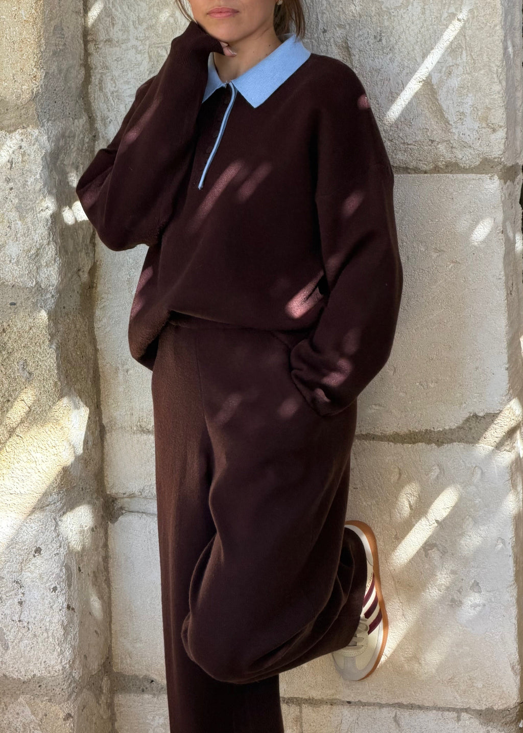 ENSEMBLE GABRIELLE - MARRON & BLEU CIEL