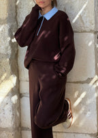 ENSEMBLE GABRIELLE - MARRON & BLEU CIEL