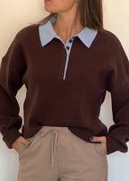 ENSEMBLE GABRIELLE - MARRON & BLEU CIEL