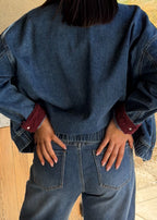 VESTE EN JEANS - BLEU & BORDEAUX