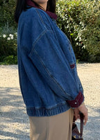 VESTE EN JEANS - BLEU & BORDEAUX