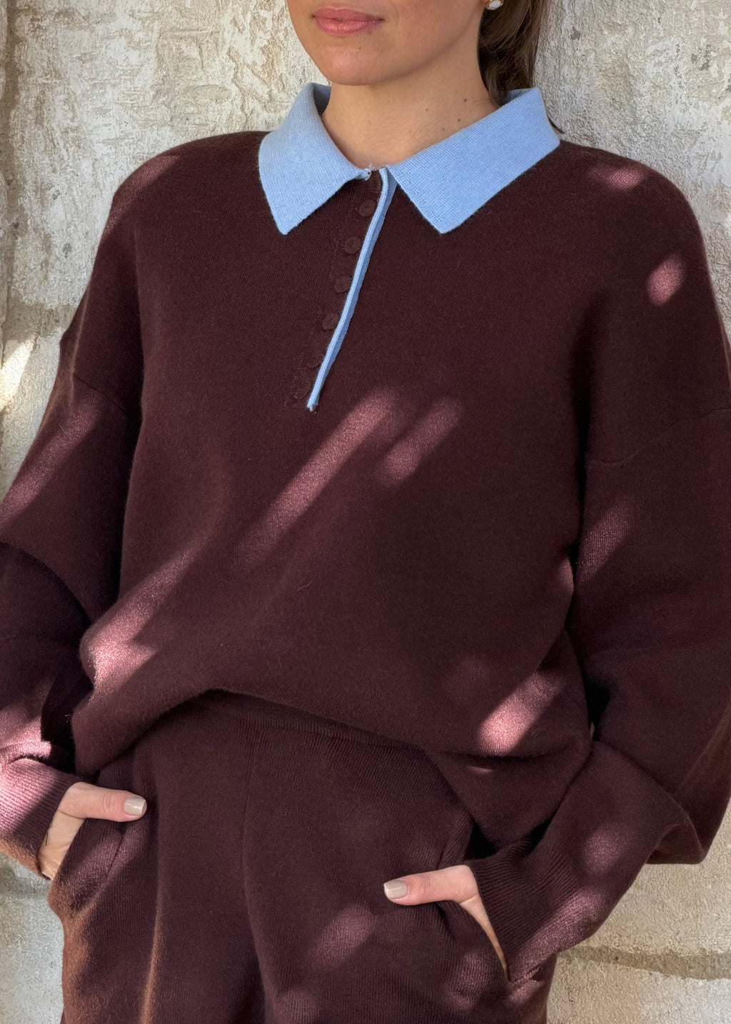 ENSEMBLE GABRIELLE - MARRON & BLEU CIEL