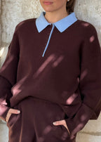 ENSEMBLE GABRIELLE - MARRON & BLEU CIEL