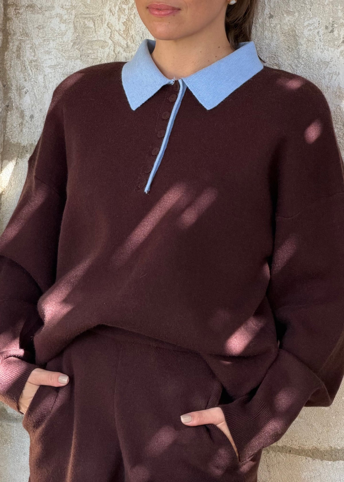 ENSEMBLE GABRIELLE - MARRON & BLEU CIEL